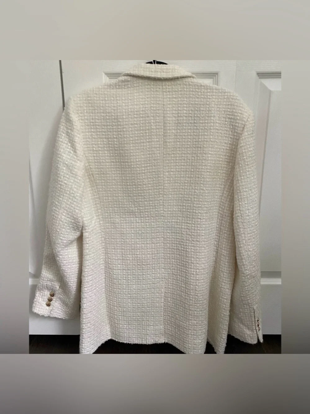 NWT Anine Bing Cream Textured Double-Breasted Blazer - Size M
